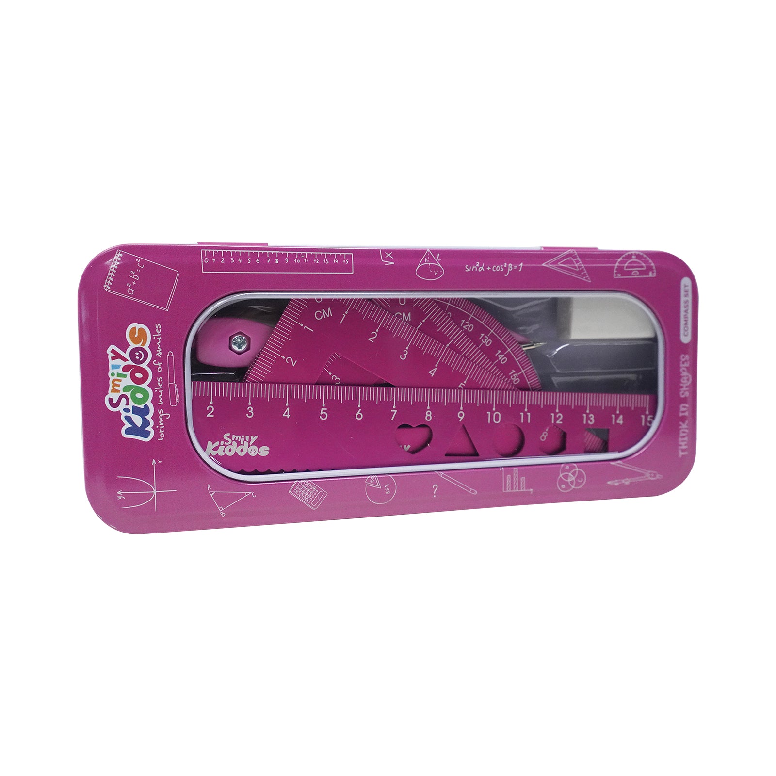 Smily Kiddos 15cm Metal Colored Ruler Set – Tin Box Pink
