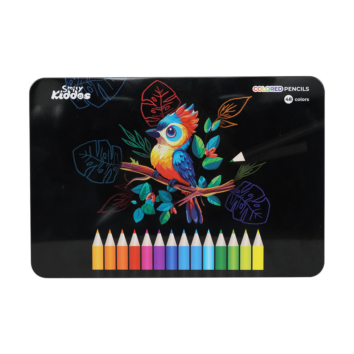 Smily Kiddos 48 Color Pencils Set in Tin Box - Premium Art Supplies for Kids