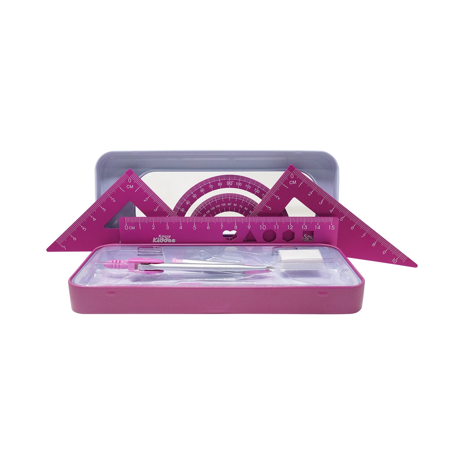 Smily Kiddos 15cm Metal Colored Ruler Set – Tin Box Pink
