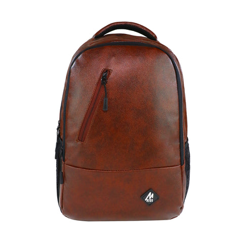 Mike Bags Faux Leather Laptop Backpack - Brown