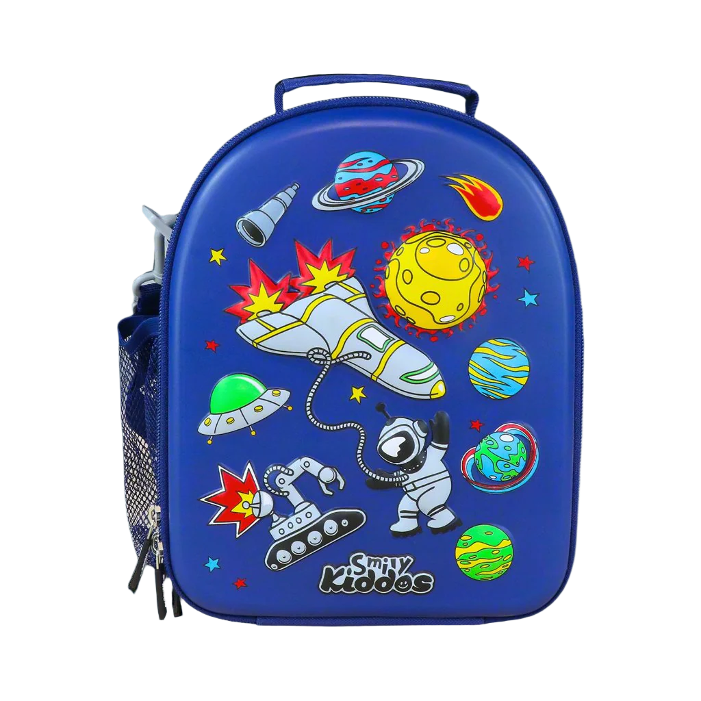 Space Theme Lunch Combo 3-in-1 Pack (Lunch Bag, Lunch Box & Water Bottle) - Blue