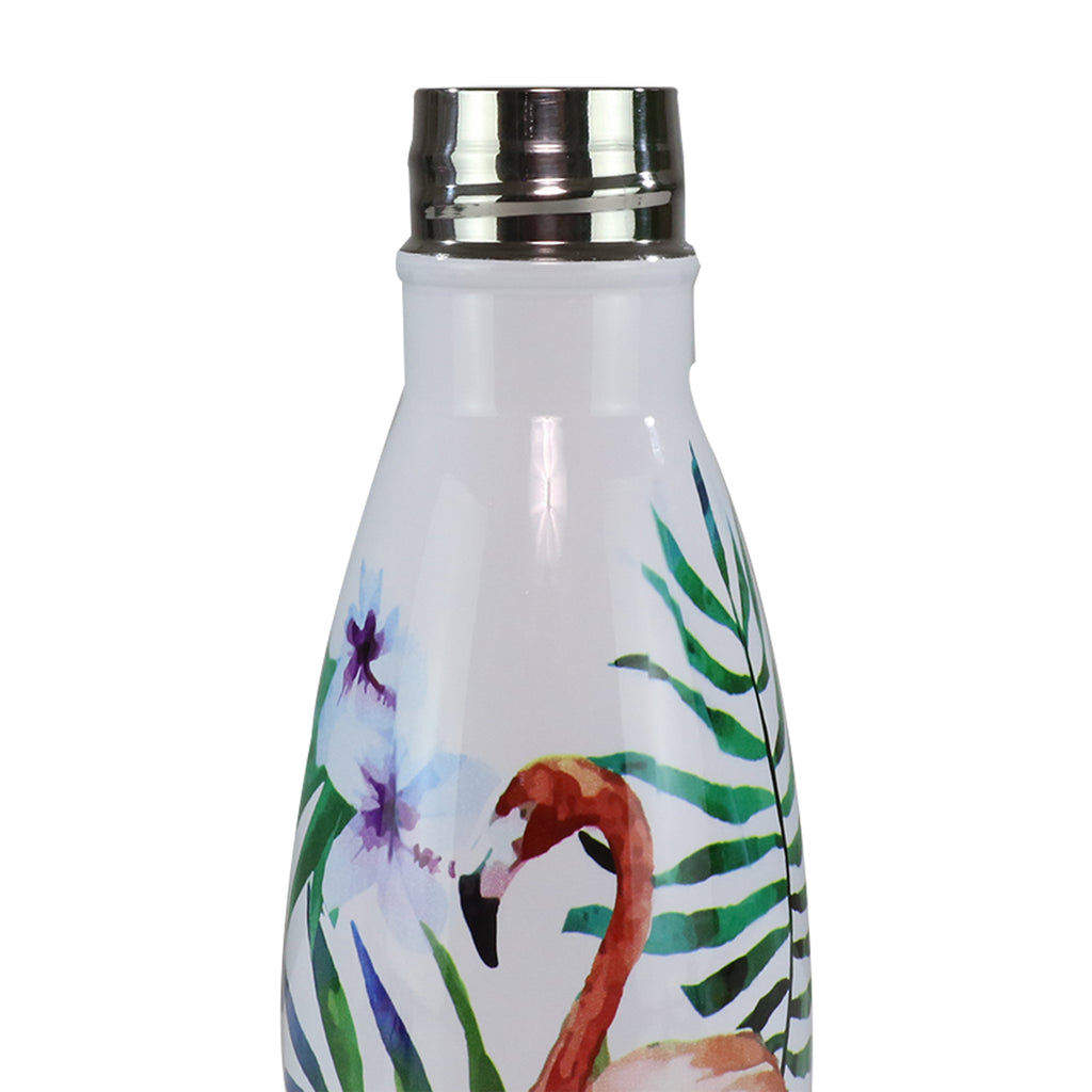Smily Kiddos 500 ML Stainless Steel Water Bottle  - Flamingo White