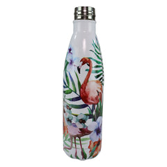 Stainless Steel Water Bottle  - Flamingo White 500 ML cap open bottle
