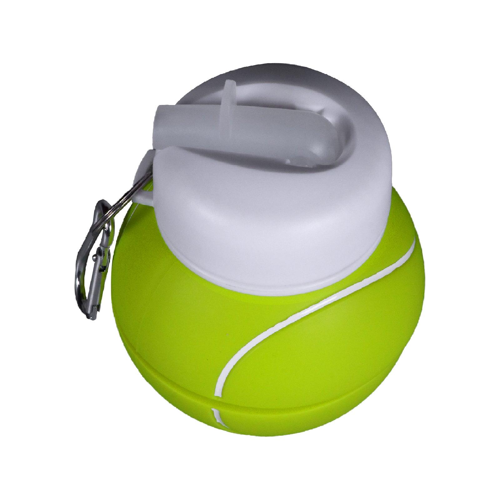 Foldable Tennis Ball  Silicone Water Bottle extended  green top