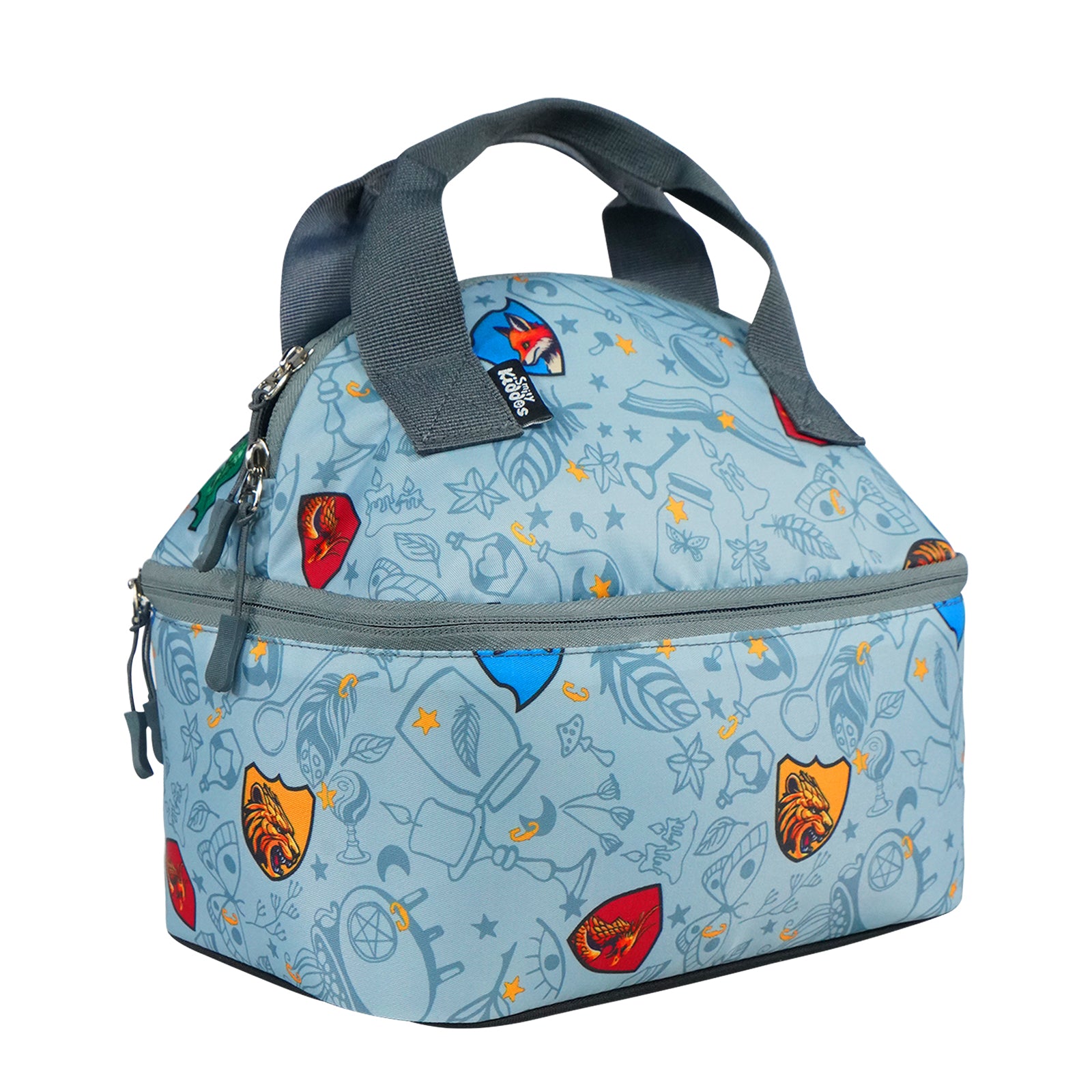 Smily Kiddos Double Decker Lunch Bag Wizard Theme - Grey