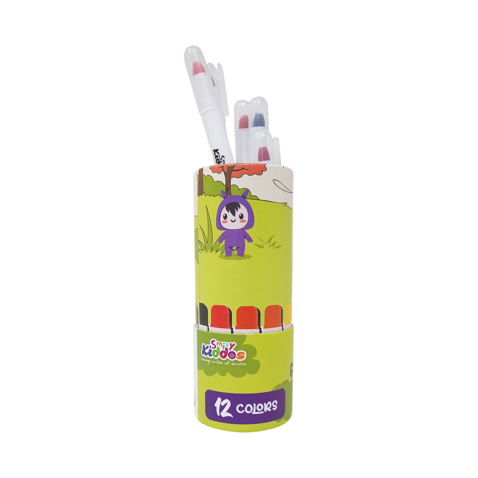 Smily Kiddos Silky Gel Crayons 12 Colors - Animal Adventure Theme Green