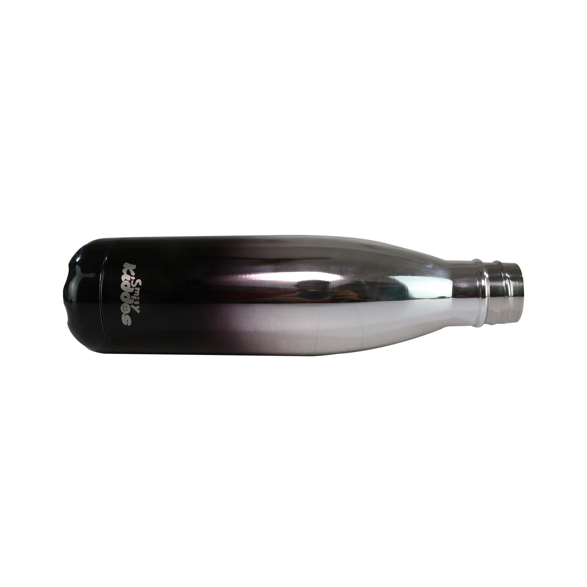 Smily Kiddos 500 ML Stainless Steel Holographic Water Bottle - Glossy Silver Black