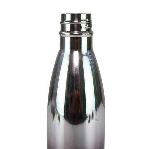 Image of Smily Kiddos 500 ML Stainless Steel Holographic Water Bottle - Glossy Silver Black