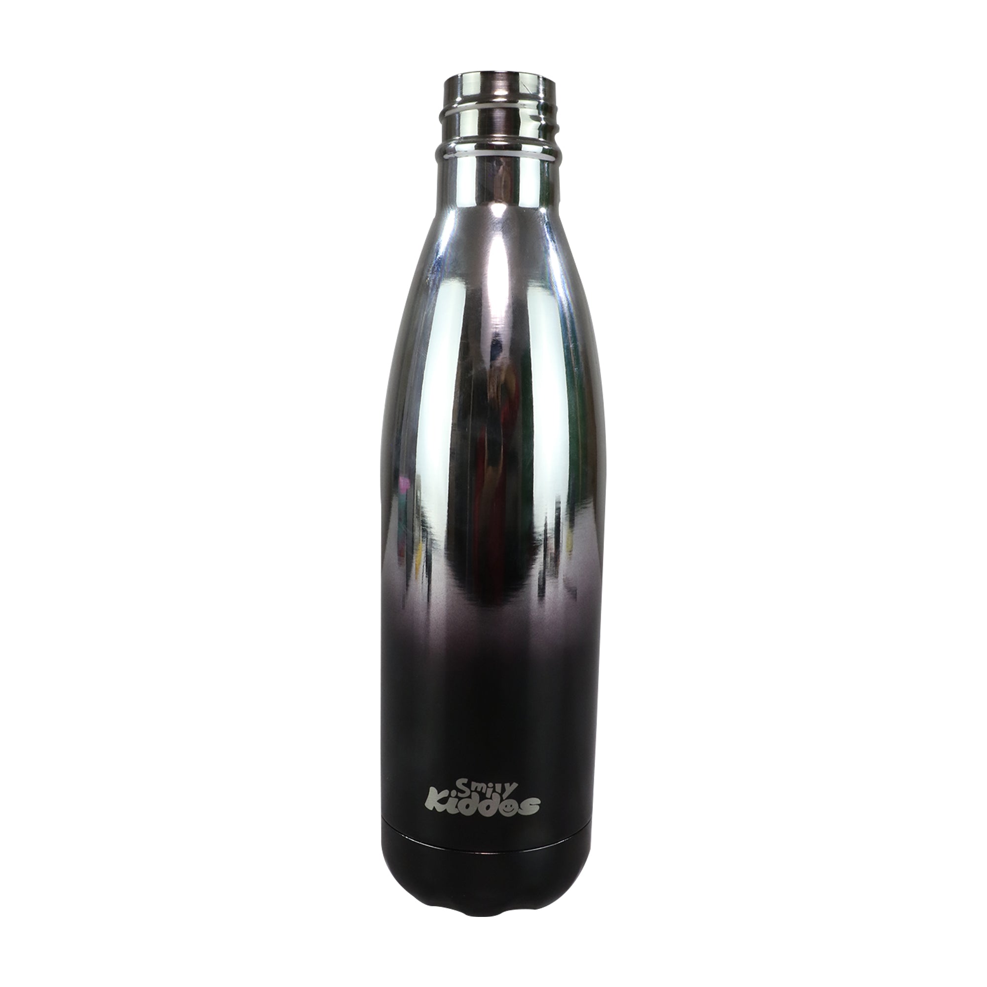 Smily Kiddos 500 ML Stainless Steel Holographic Water Bottle - Glossy Silver Black