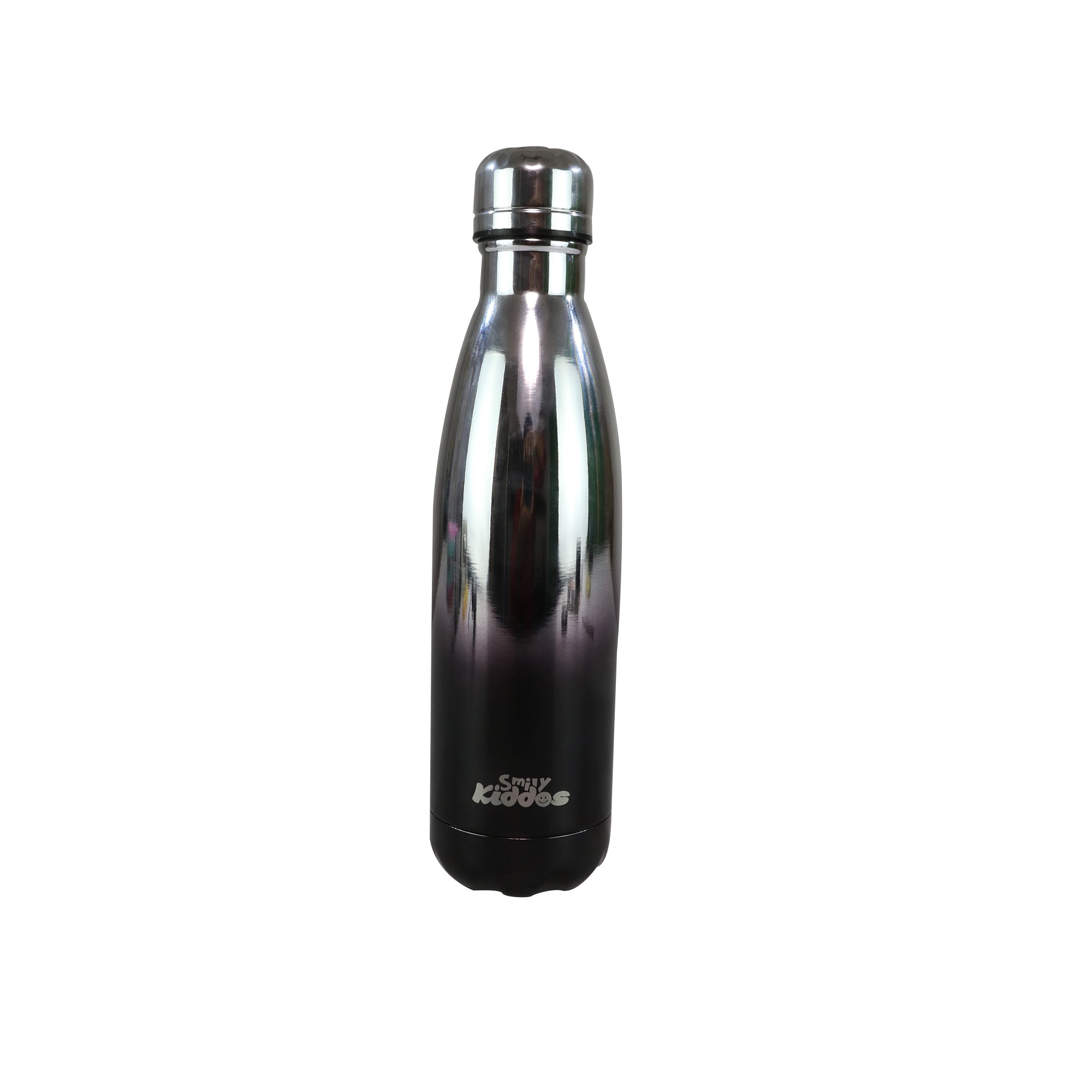 Smily Kiddos 500 ML Stainless Steel Holographic Water Bottle - Glossy Silver Black