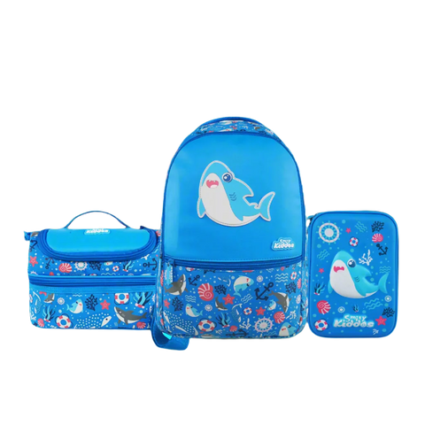 Baby Shark 3-in-1 School Combo – Backpack, Lunch Bag & Pencil Case (Light Blue)