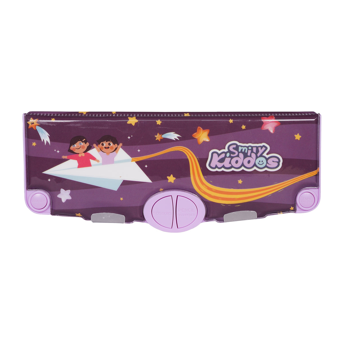 Smily Kiddos Pop-Out Pencil Box for Kids | Space Adventure Theme (Violet)