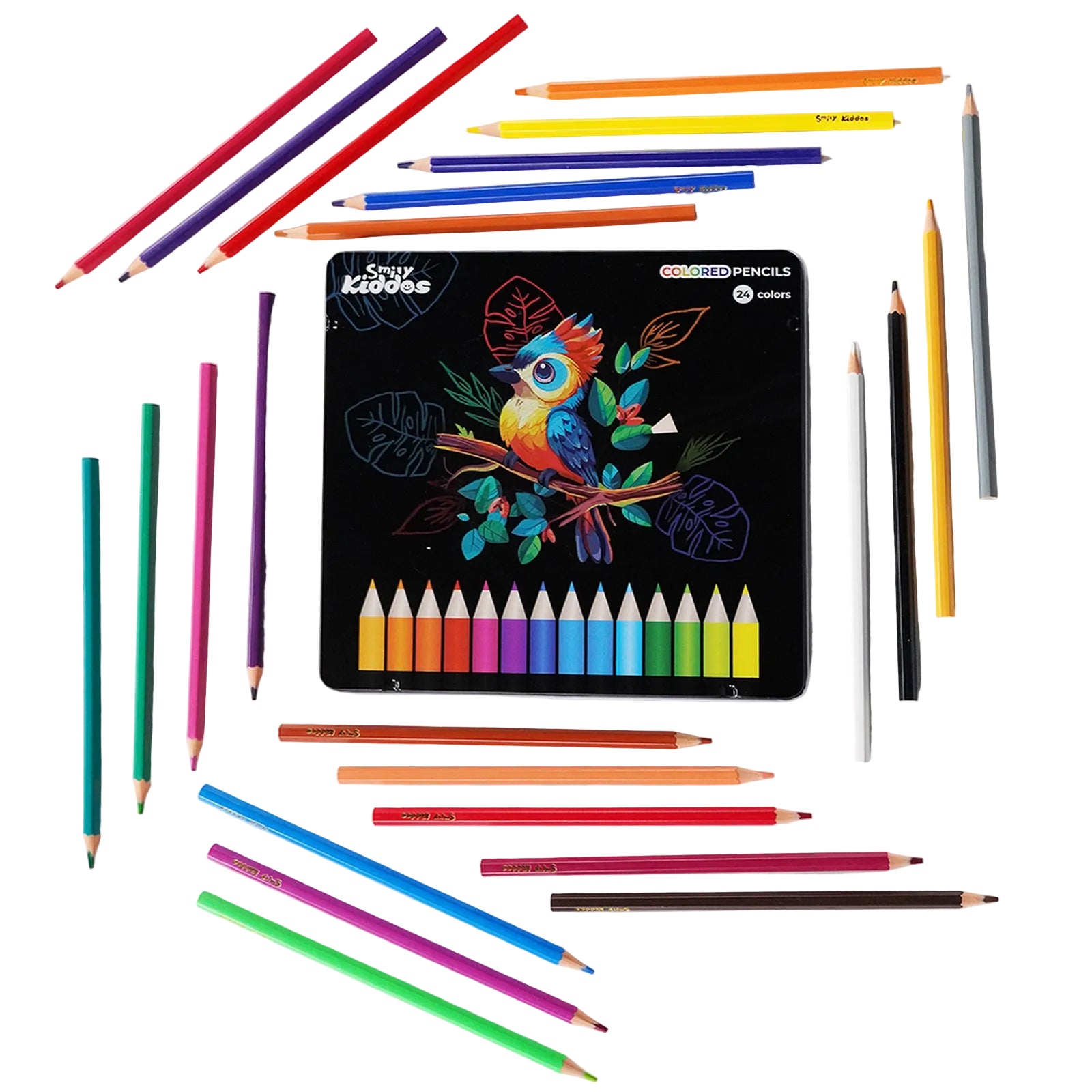 Smily Kiddos 24 Color Pencils Set in Tin Box