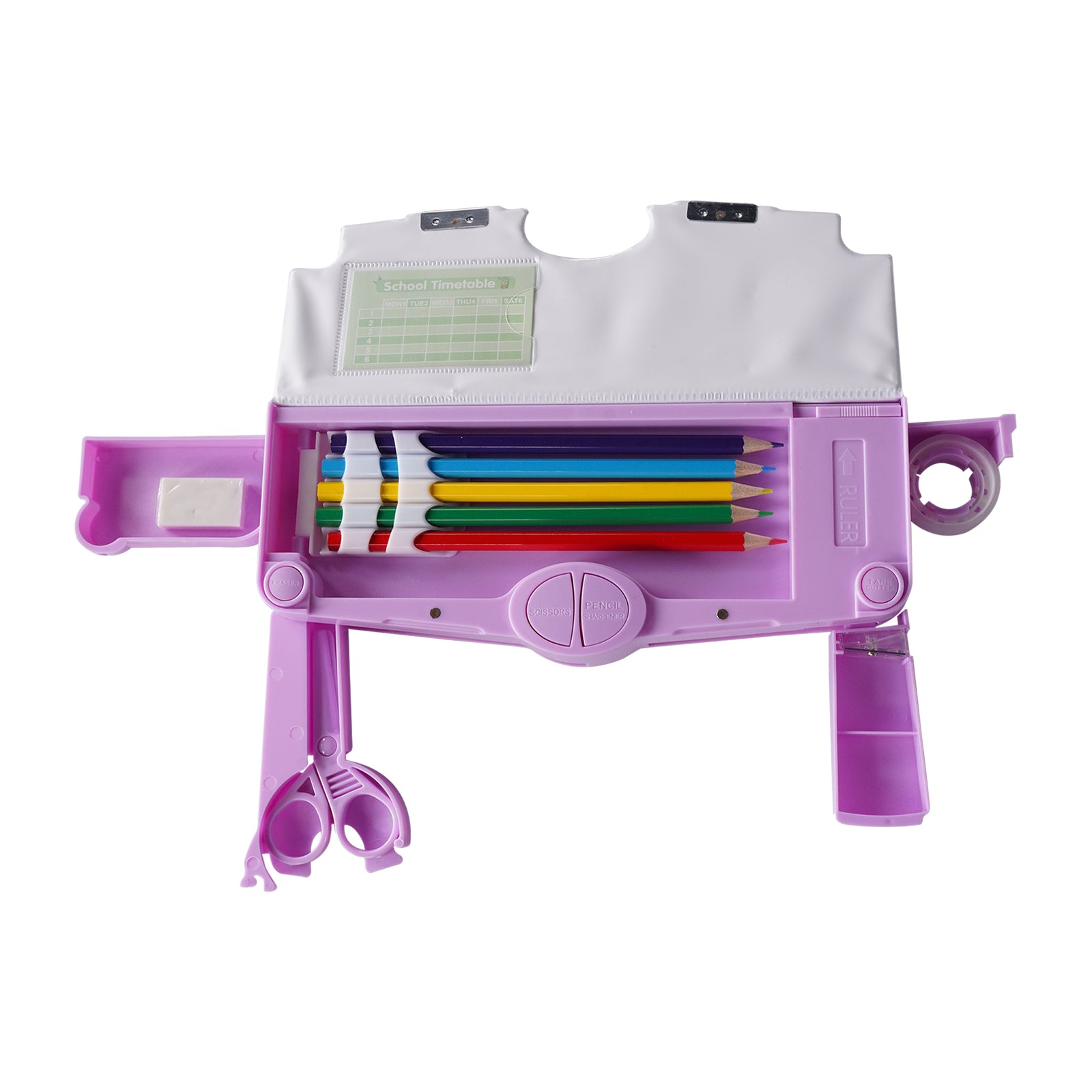 Smily Kiddos Pop-Out Pencil Box for Kids | Space Adventure Theme (Violet)