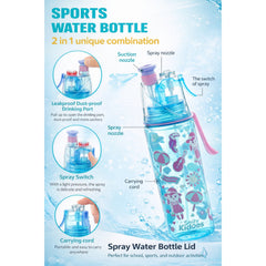 Smily Kiddos Sports Water Bottle – 550ml BPA-Free Tritan Bottle with Pop-Up Straw & Spray Nozzle