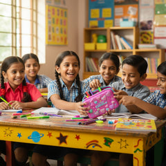 Double Compartment Pencil Case Pink