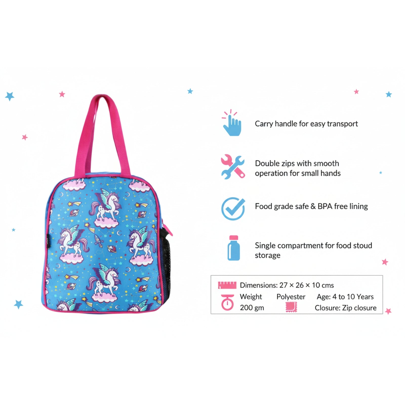 Joy Lunch Bag - Unicorn Theme - Blue