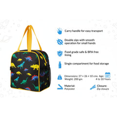 Joy Lunch Bag – Rage Dino Theme - Black