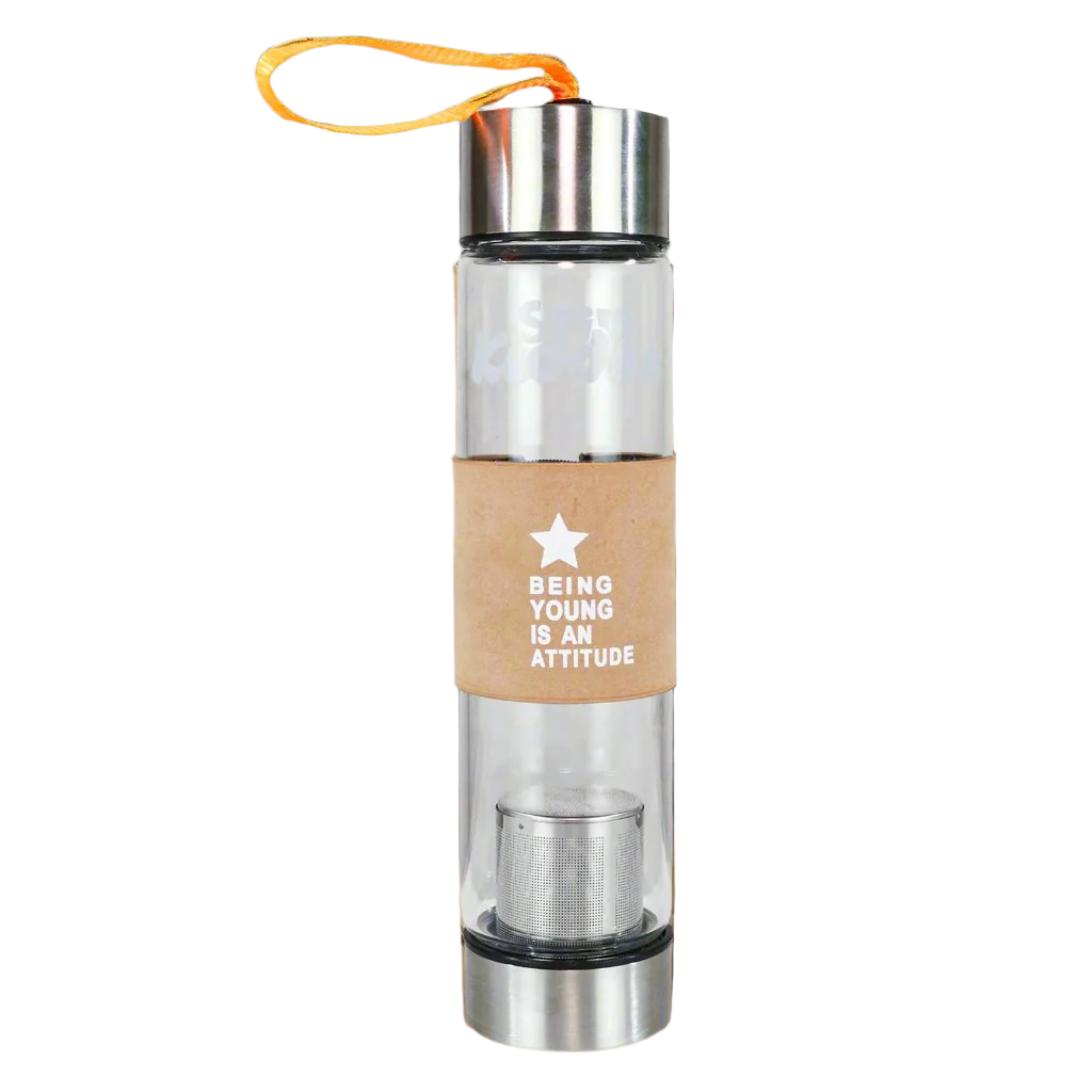 Smily Kiddos Glass bottles with Removable Stainless Steel Infuser Orange
