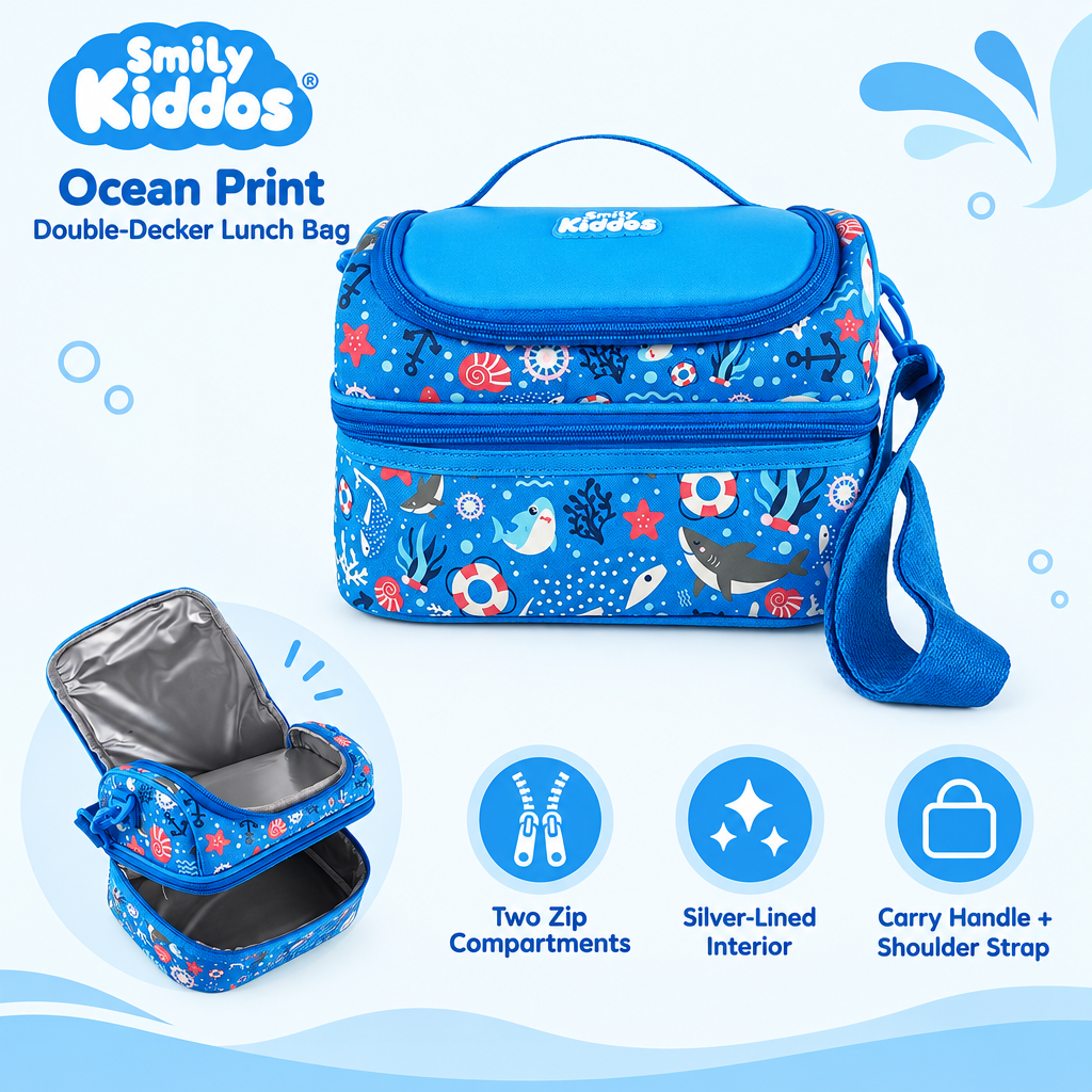 Double Decker Lunch Bag V3 - Baby Shark Theme - Blue
