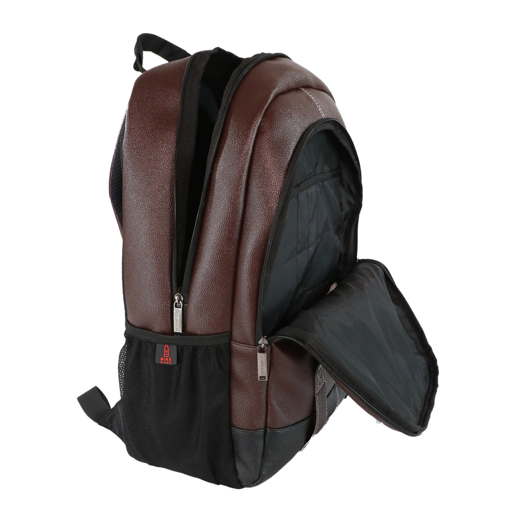 Mike Bags (OCTANE & CASTER ) Faux Leather Backpack | Men's and Women's | Dark Brown