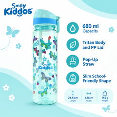 Straight Sipper Water Bottle for Kids 680ml - Butterfly