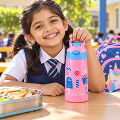 Smily Kiddos Insulated Water Bottle 450ml - Ice Cream Theme Pink