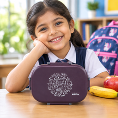Stainless Steel Lunch Box - Fast Food Theme - Purple