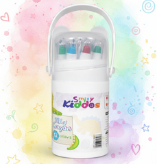 Smily Kiddos Silky Twist Crayons – 12 Smooth Colors in Cute Dino Carry Case