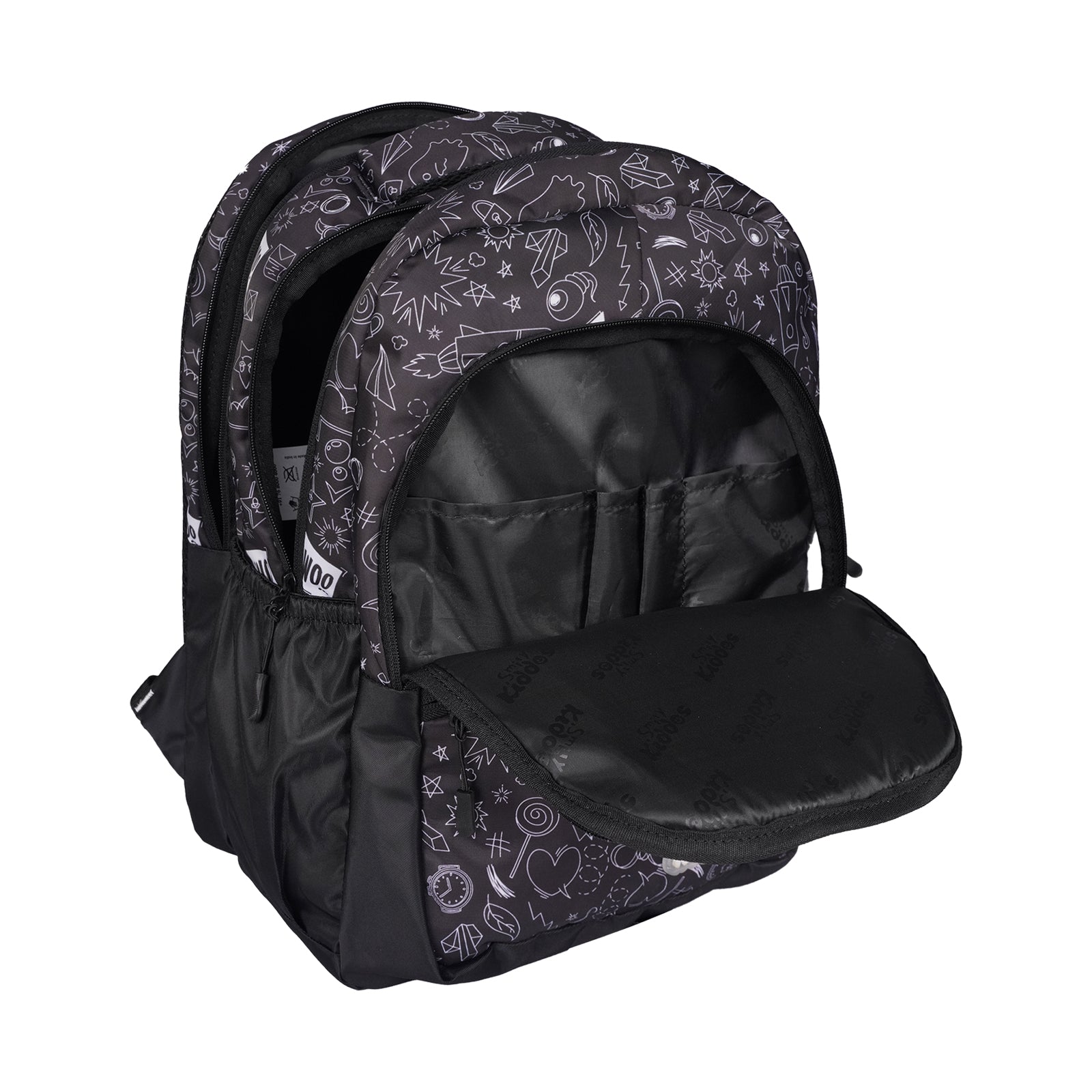 Smily Kiddos 3-in-1 School Combo – Sonic Lunch Bag, Coco Backpack & 750ml Space Sipper (Black Theme)