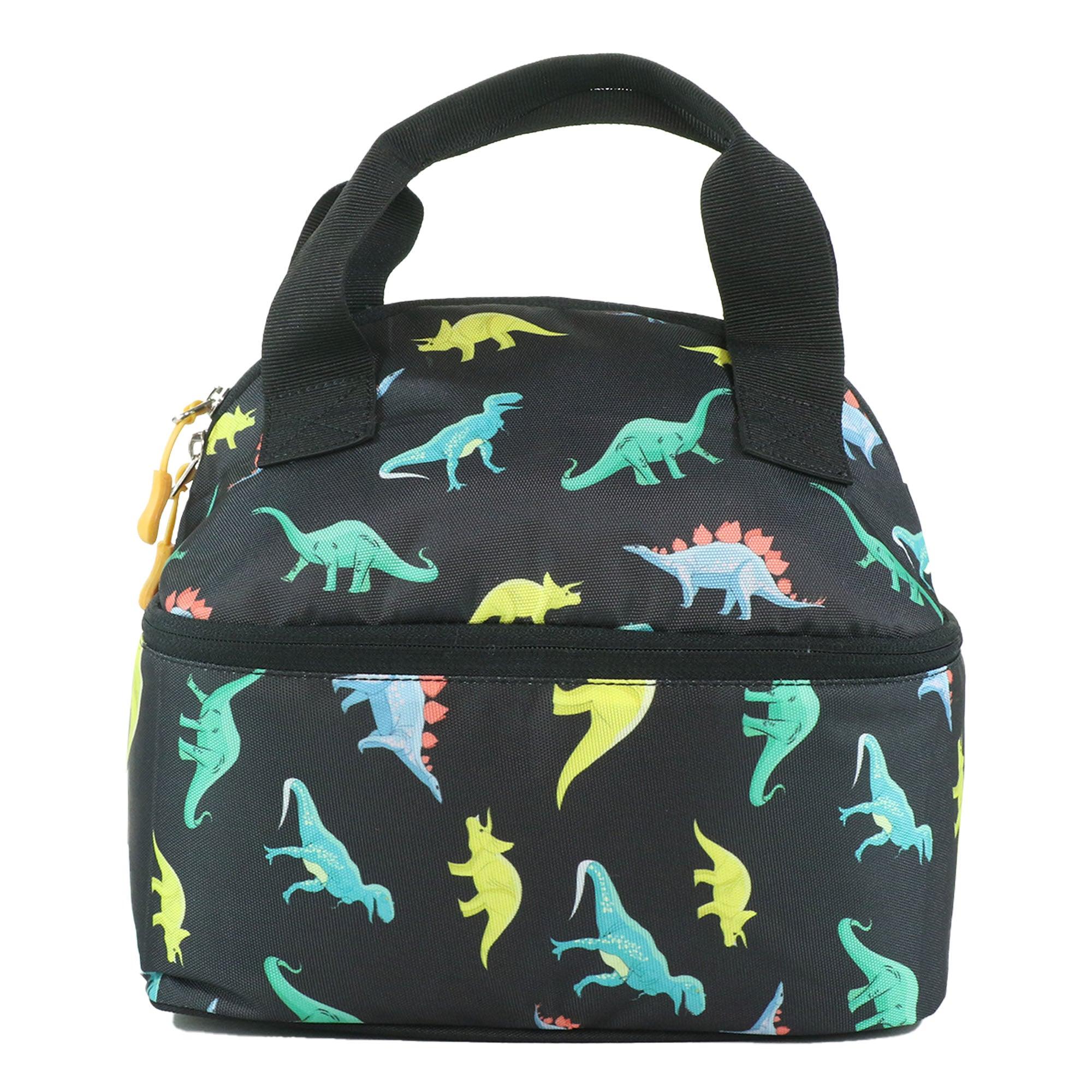 Smily Kiddos Combo Double Decker Lunch Bag and Stainless Steel Lunch Box |  Dino Theme