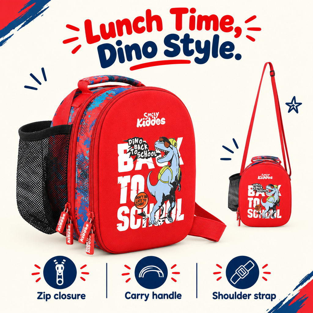 Hardtop Eva Lunch Bag - Dino Theme - Red