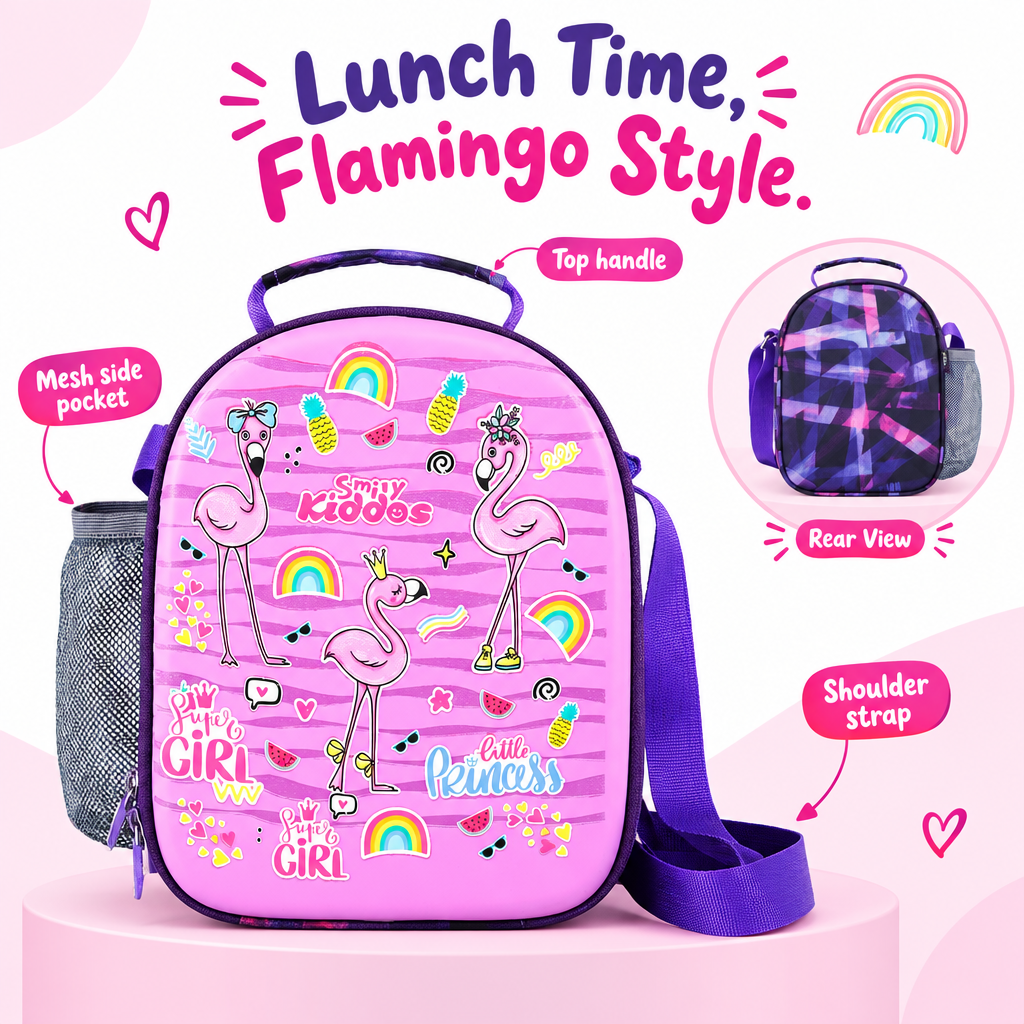 Hardtop Eva Lunch Bag - Flamingo Theme - Purple