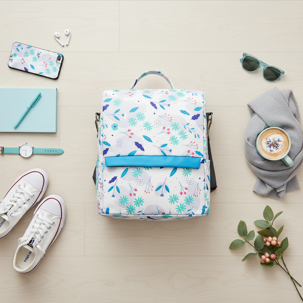 Luxe Fashion Backpack – White & Blue