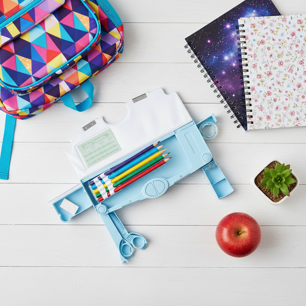 Smily Kiddos Pop-Out Pencil Box for Kids | Space Theme (Navy Blue)