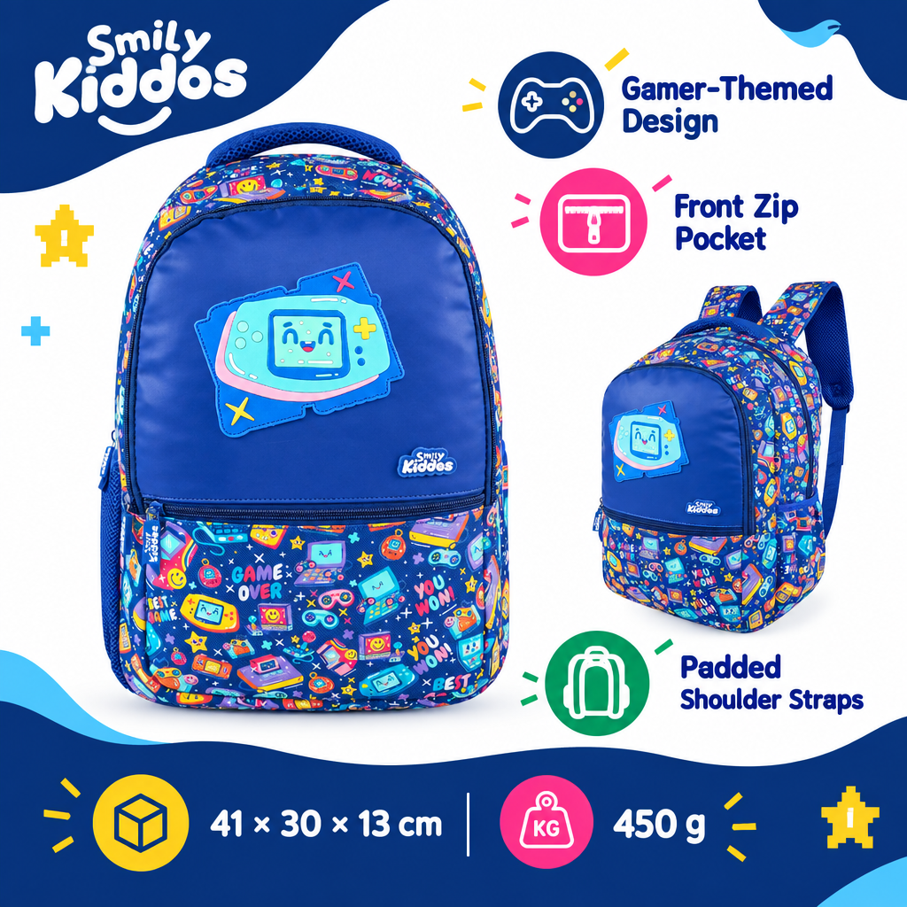 Smily Kiddos 17-Inch Gamer Backpack for Kids
