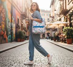 Luxe Fashion Backpack – White & Blue