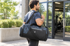 Mike Dual Tone Gym Bag With Shoe Compartment -Camo Blue