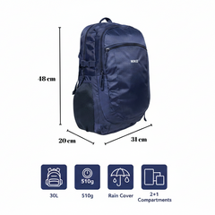 MIKE Terminal Backpack – Blue | 30L Backpack with Rain Cover