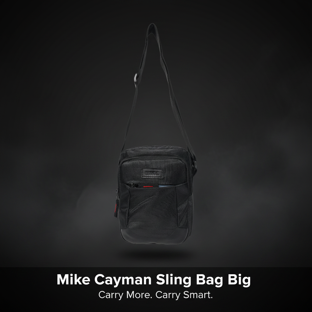 Mike Cayman Sling Bag Big – Black | Water-Resistant Crossbody Bag for Men & Women