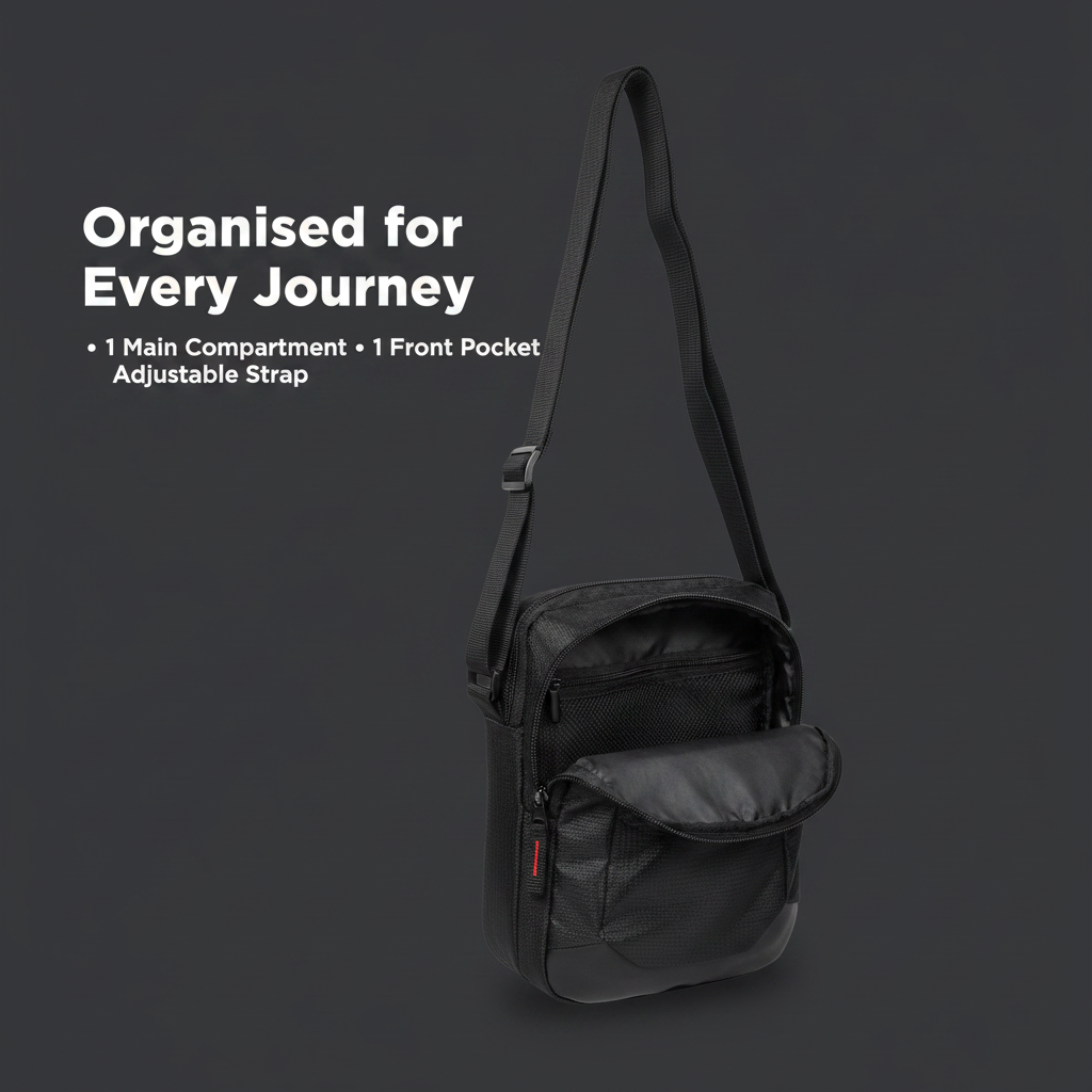 Mike Cayman Sling Bag Big – Black | Water-Resistant Crossbody Bag for Men & Women