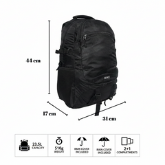 MIKE Elite Transit Backpack – Black | 23.5L Backpack with Rain Cover