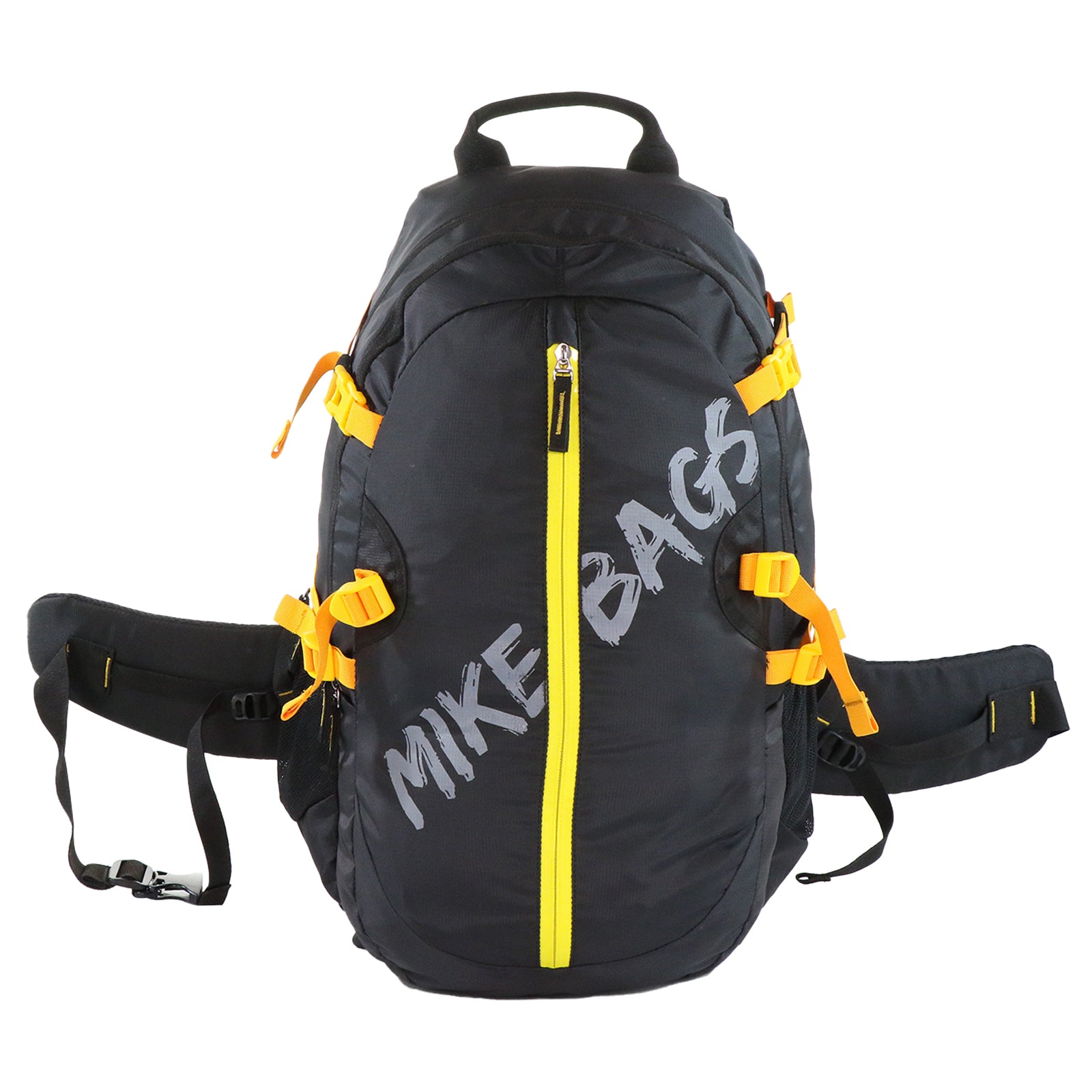 Mike Enticer 42L Trekking Backpack - Black with Yellow Zip