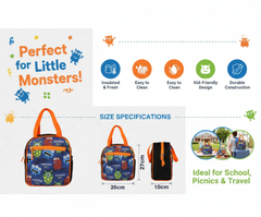 Joy Insulated Lunch Bag – Monster Theme - Blue