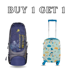 Travel Combo: Smily Kiddos Magic Hop Kids Trolley Bag & Mike 42L Mountain Peak Trekking Backpack | Buy 1 Get 1