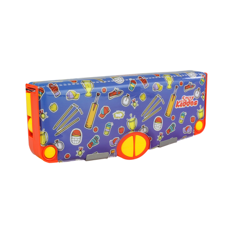 Image of Smily Kiddos Multi Functional Pop Out Pencil Box for Kids Stationery for Children - Cricket Theme - Blue