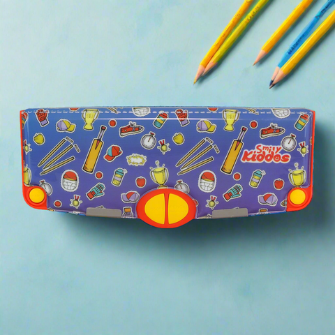 Image of Smily Kiddos Multi Functional Pop Out Pencil Box for Kids Stationery for Children - Cricket Theme - Blue