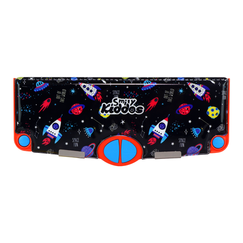 Image of Smily Kiddos Multi Functional Pop Out Pencil Box for Kids Stationery for Children - Space Theme - Black Red