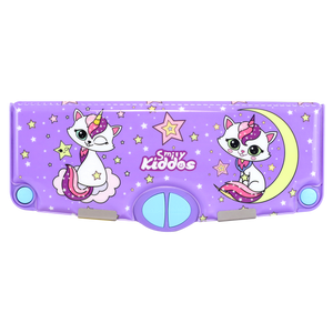 Smily Kiddos Multi Functional Pop Out Pencil Box for Kids Stationery for Children - Unicorn Kitty - Violet