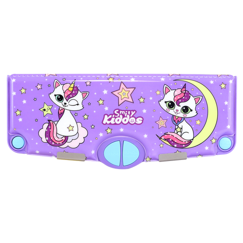 Image of Smily Kiddos Multi Functional Pop Out Pencil Box for Kids Stationery for Children - Unicorn Kitty - Violet